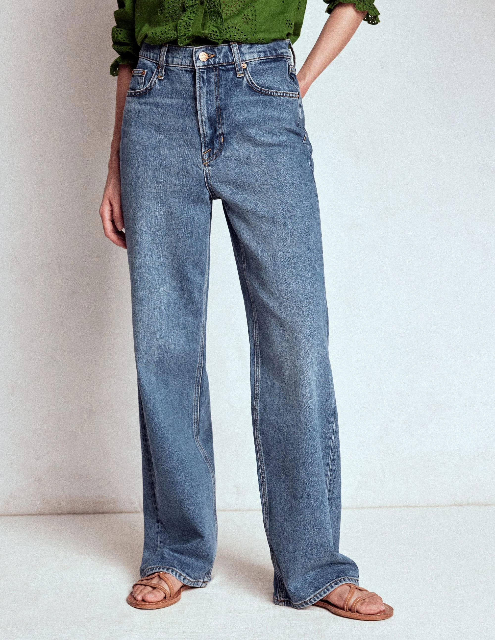 High Rise Column Leg Jeans-Mid Vintage Perfect Stretch