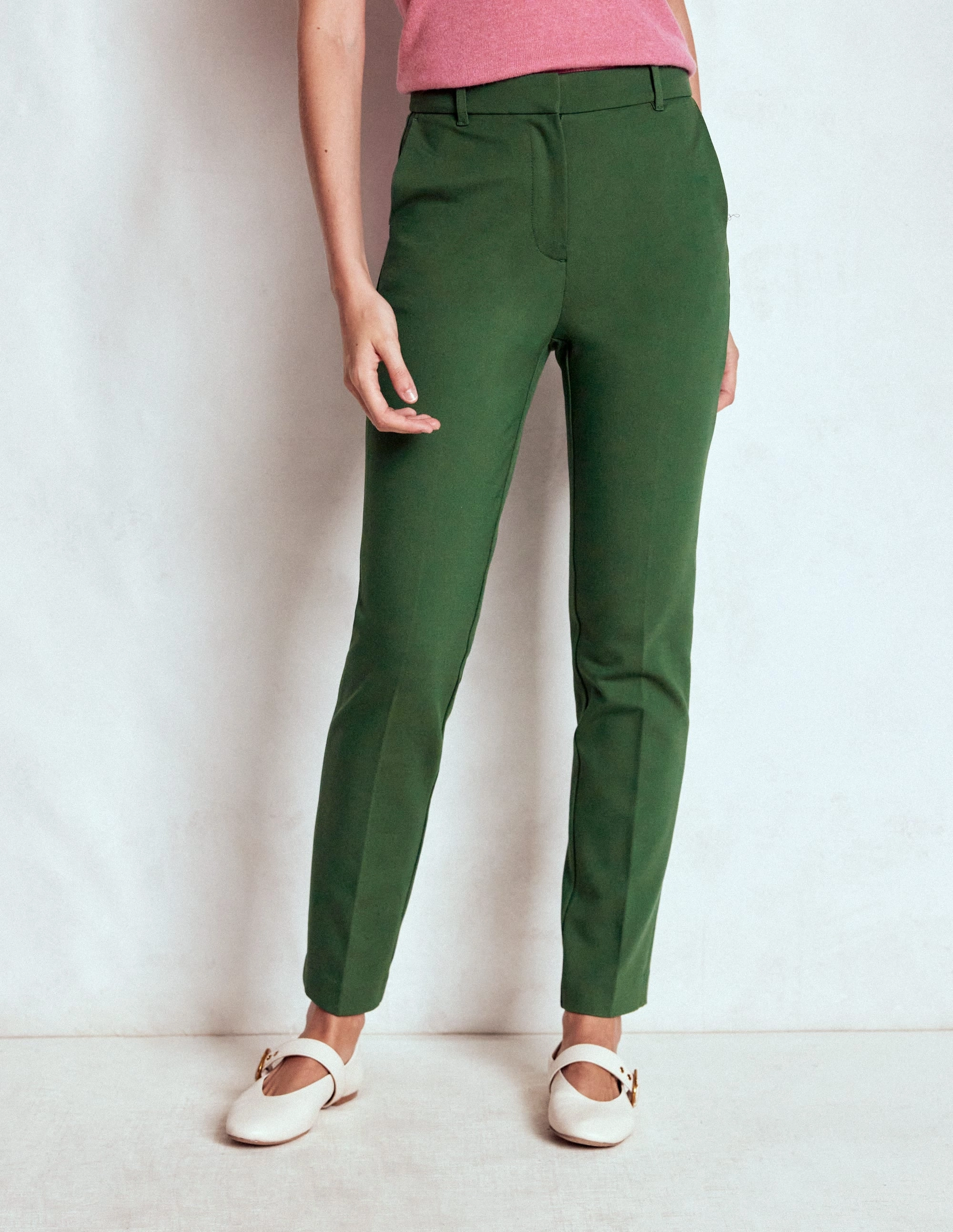 UVProtectionCoating Highgate Ponte Trousers-Hunter Green