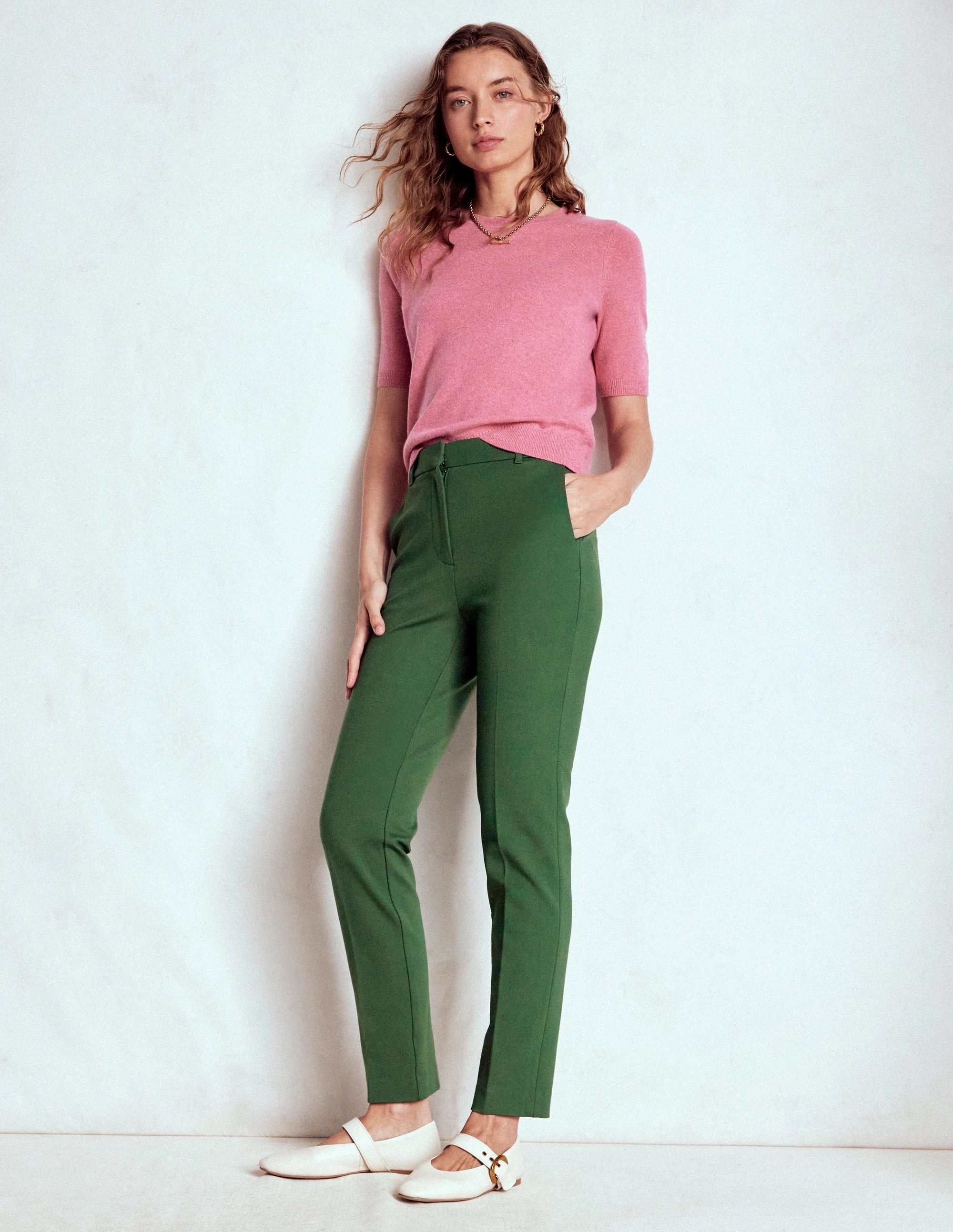 Highgate Ponte Trousers-Hunter Green Casual Wear Body Movement