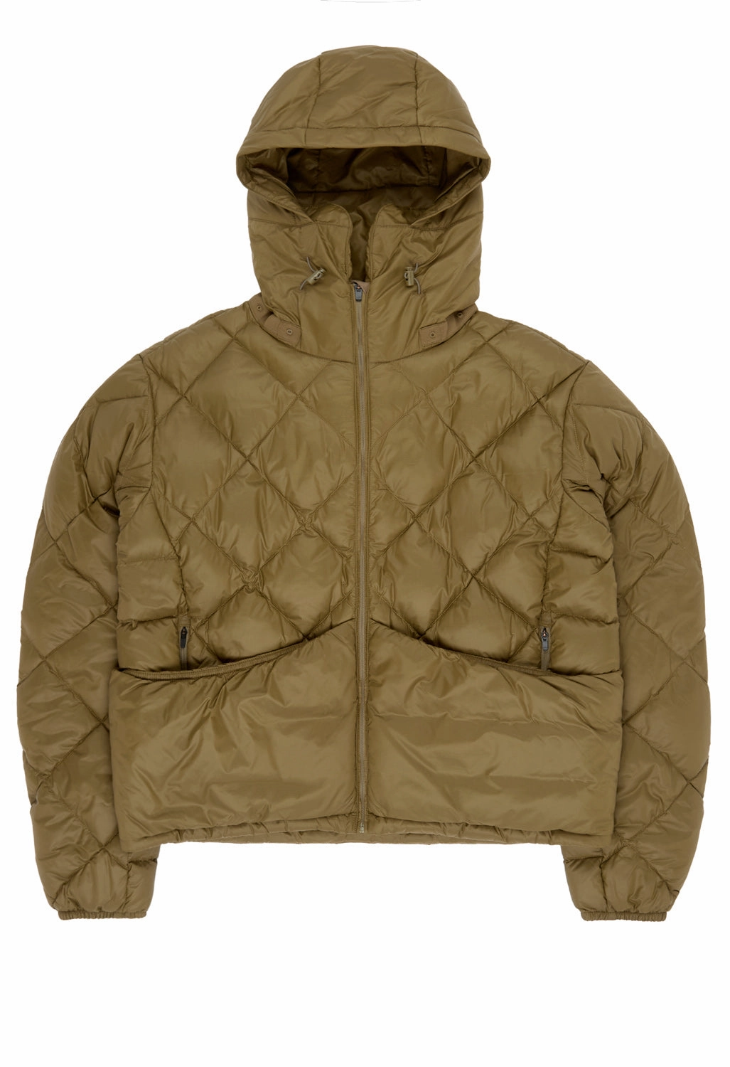 Hikerkind Women's Packable Puffer 01 - Dune Mid Length Cut Multi Pocket Layout