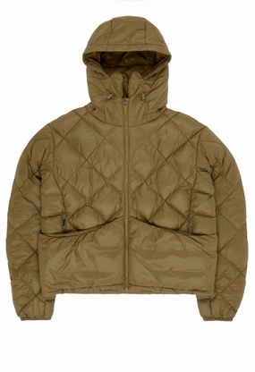 Hikerkind Women's Packable Puffer 01 - Dune Mid Length Cut Multi Pocket Layout