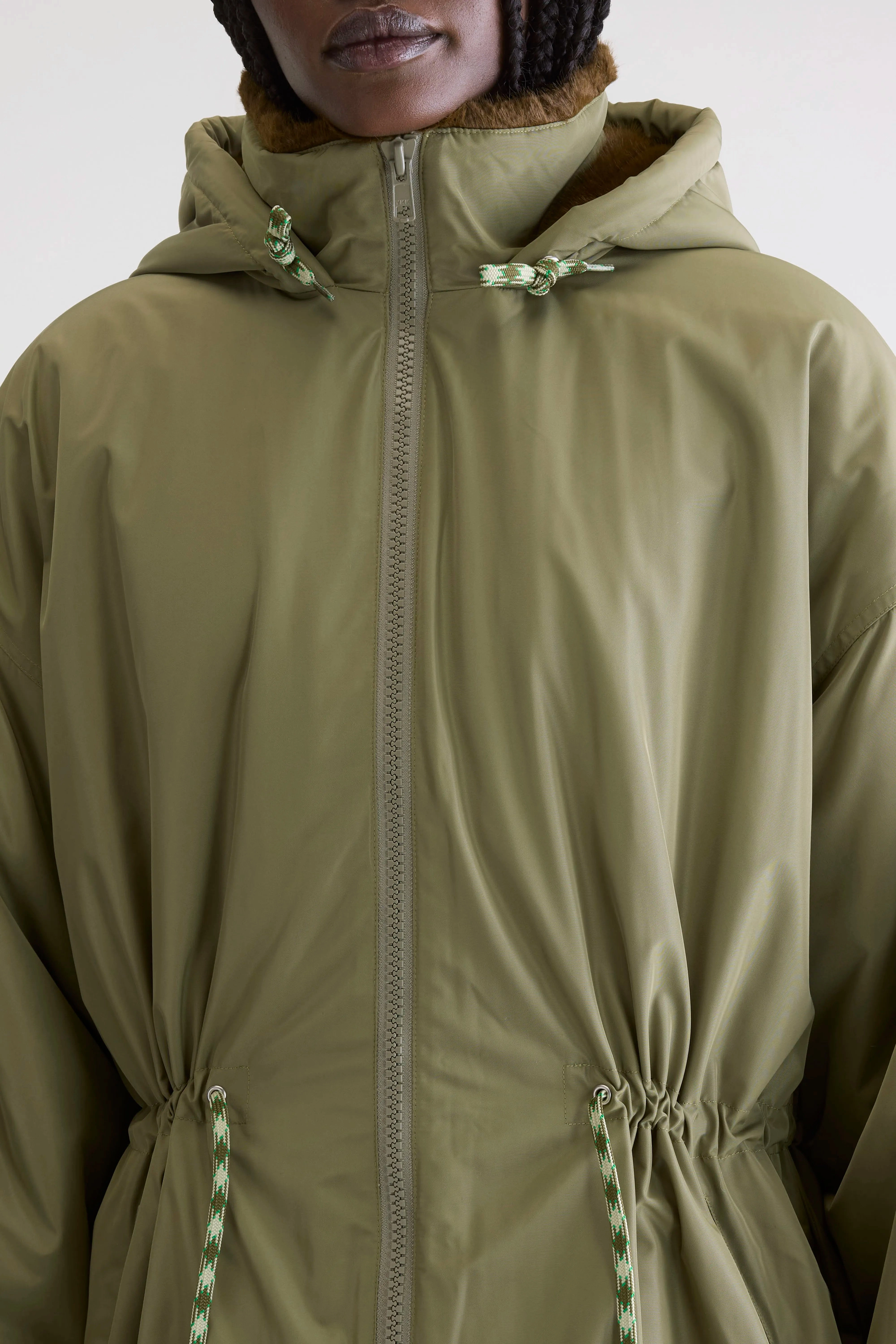 Hypoallergenic Fabric Blend Hosfo hooded coat (252 / W / JEEP)