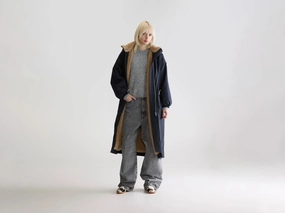 Quilted Pattern Hosfo hooded coat (252 / W / NAVY)