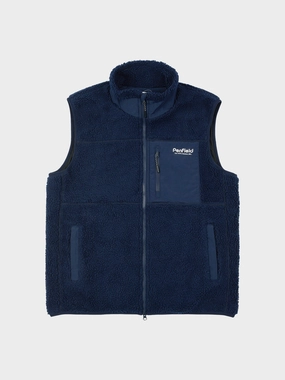 Hudson Script Fleece Vest in Navy Blue Taped Seam Waterproofing