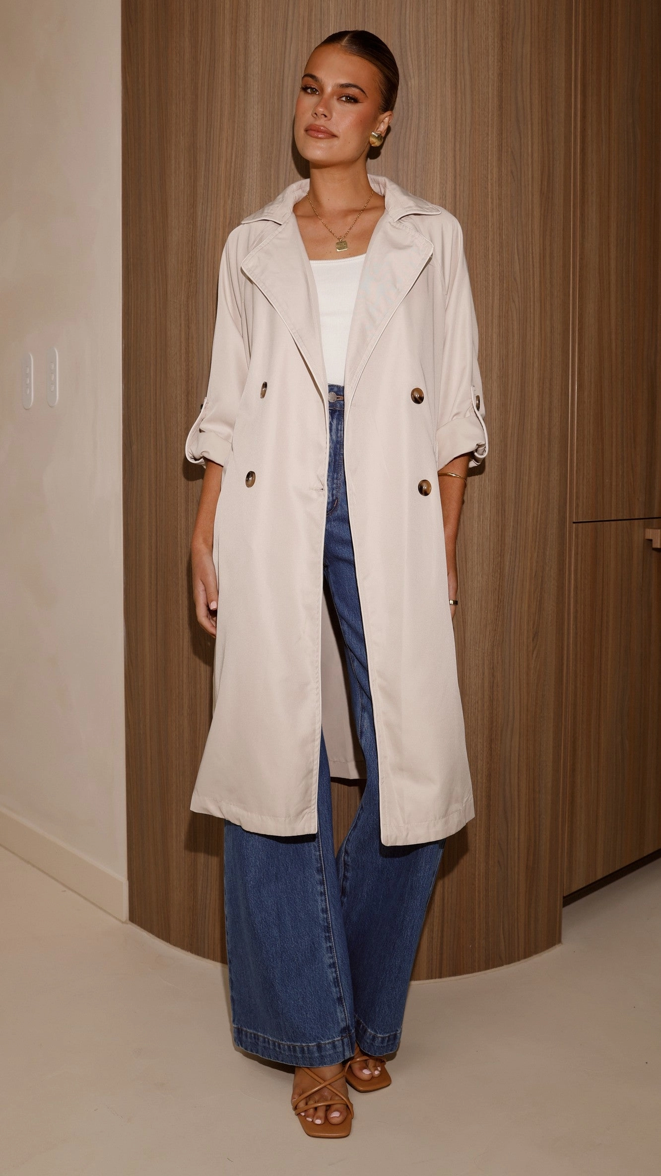 Rylie Trench Coat - Sand Reflective Bands