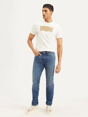 Men's 511 Blue Slim Fit Mid Rise Jeans Distressed Details Perfect Length