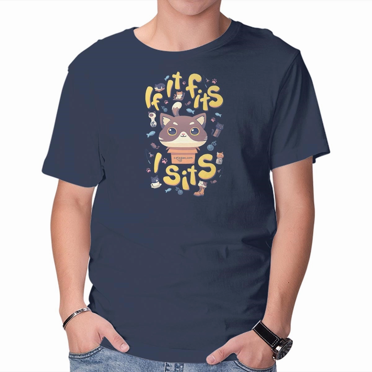If I Fits, I Sits Curved Hem Casual Day Wear