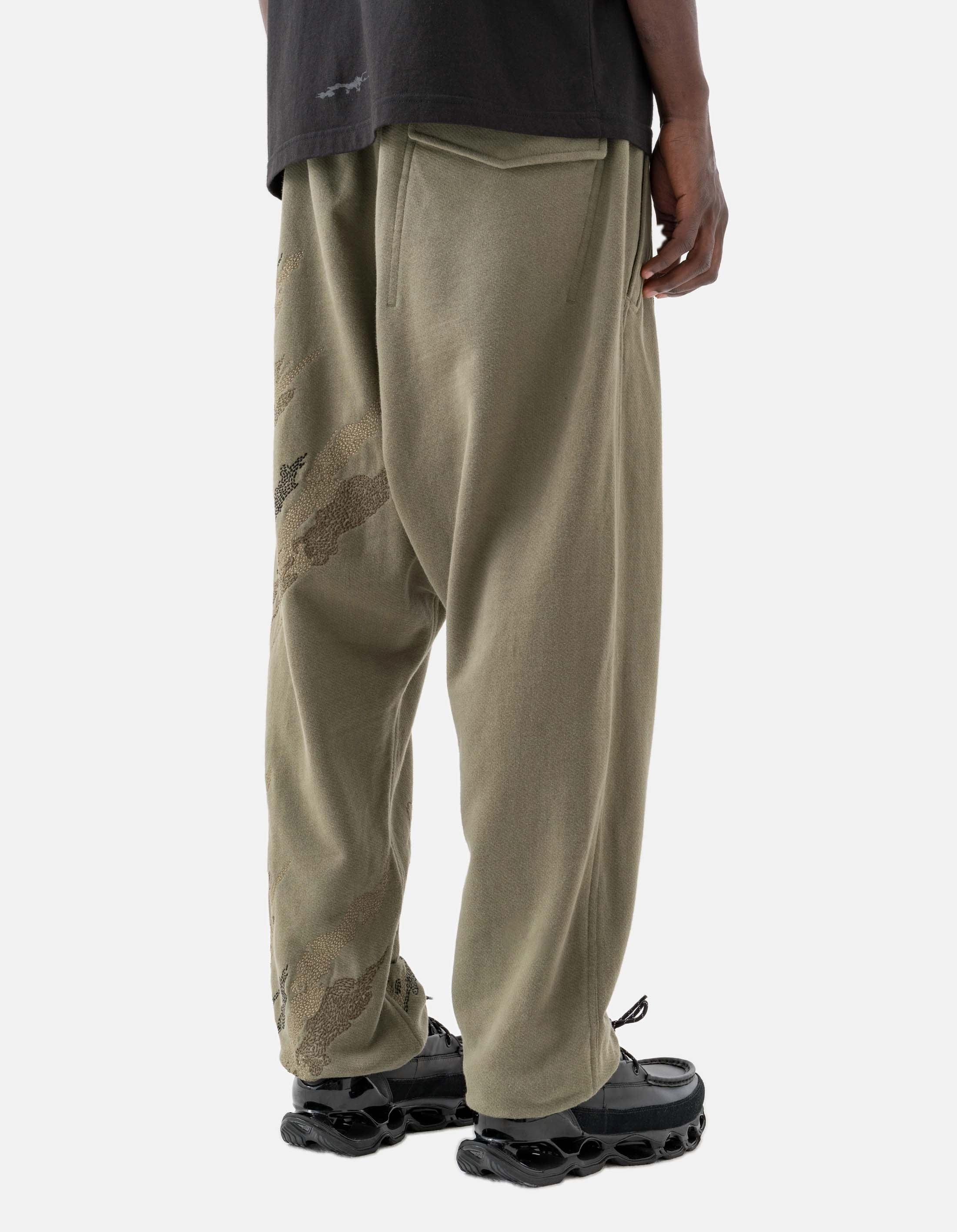 Beach Cover Comfortable Wear 6202 Sashiko Bonsai Asym Sweatpants Olive OG-107F