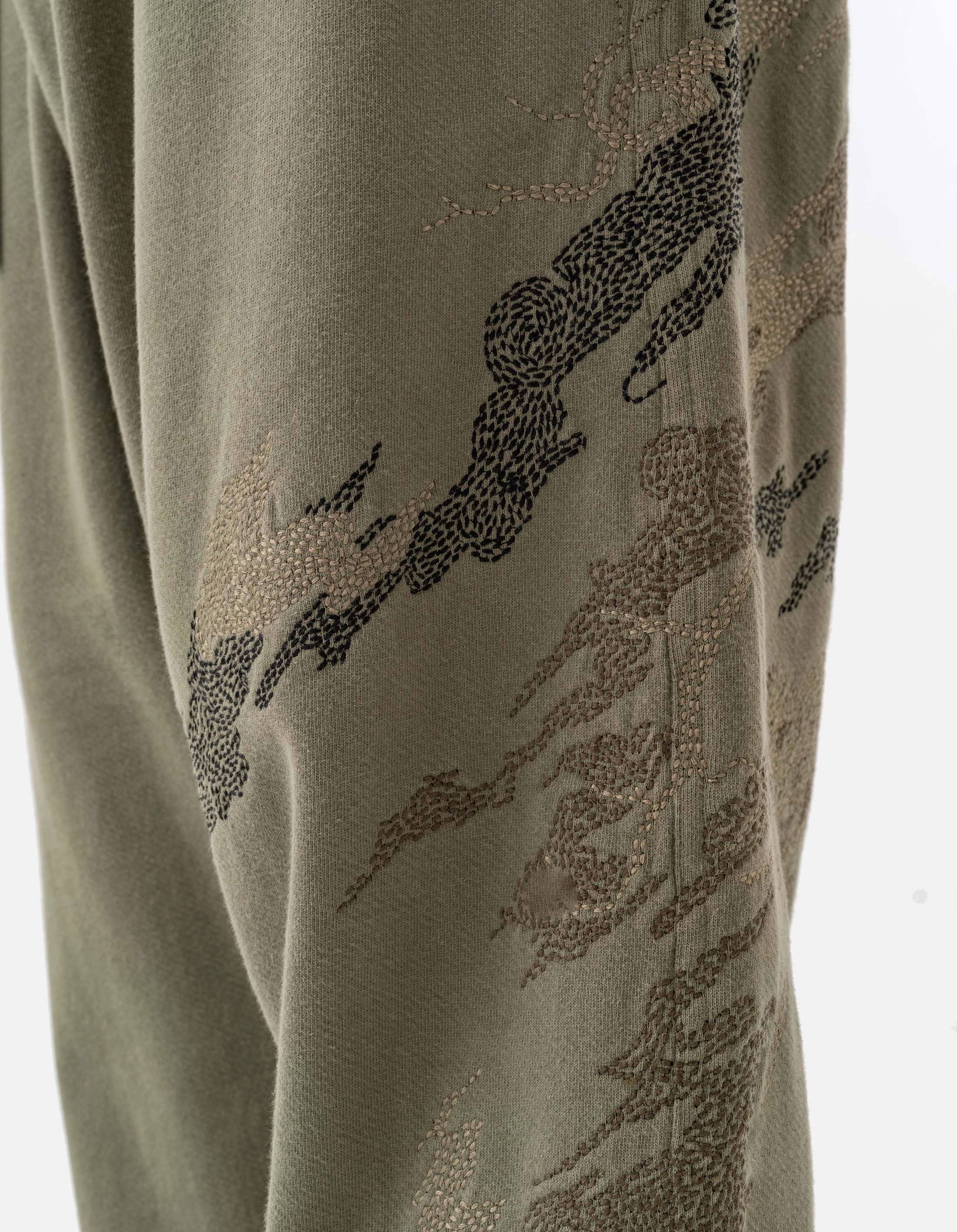 6202 Sashiko Bonsai Asym Sweatpants Olive OG-107F product semi formal appeal