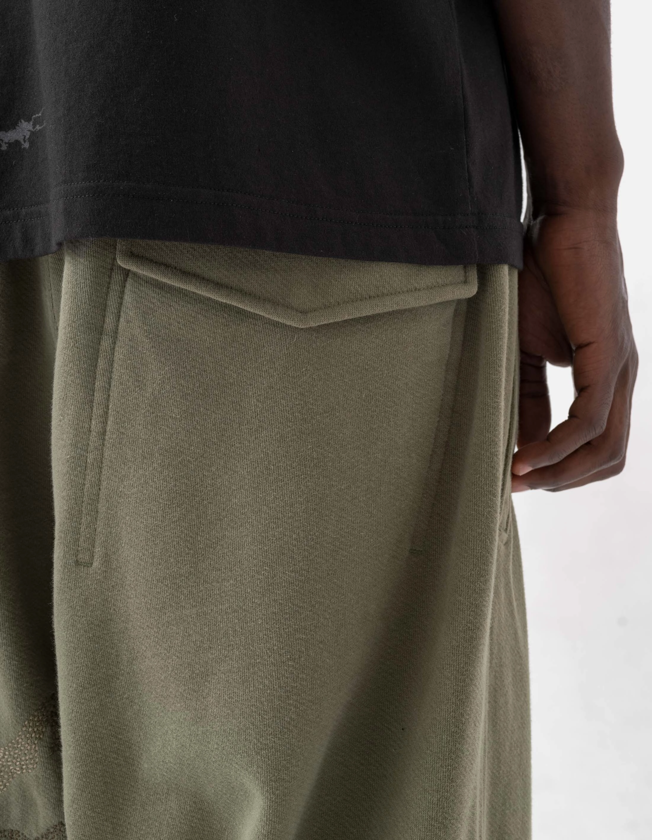 6202 Sashiko Bonsai Asym Sweatpants Olive OG-107F Cozy All Day