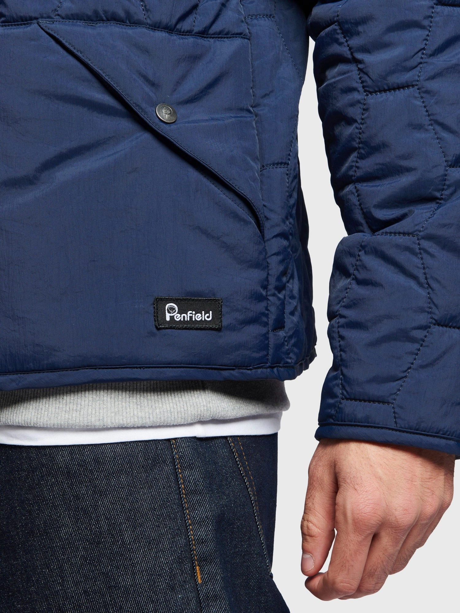 Hexagon Quilt Liner Jacket in Navy Blue BreathableLining