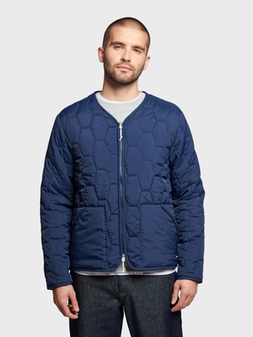 Classic Cut Hexagon Quilt Liner Jacket in Navy Blue