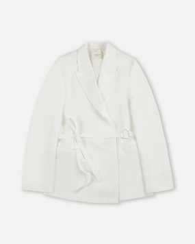Jacket in lyocell and linen twill Houndstooth Print Flat Lock Stitching