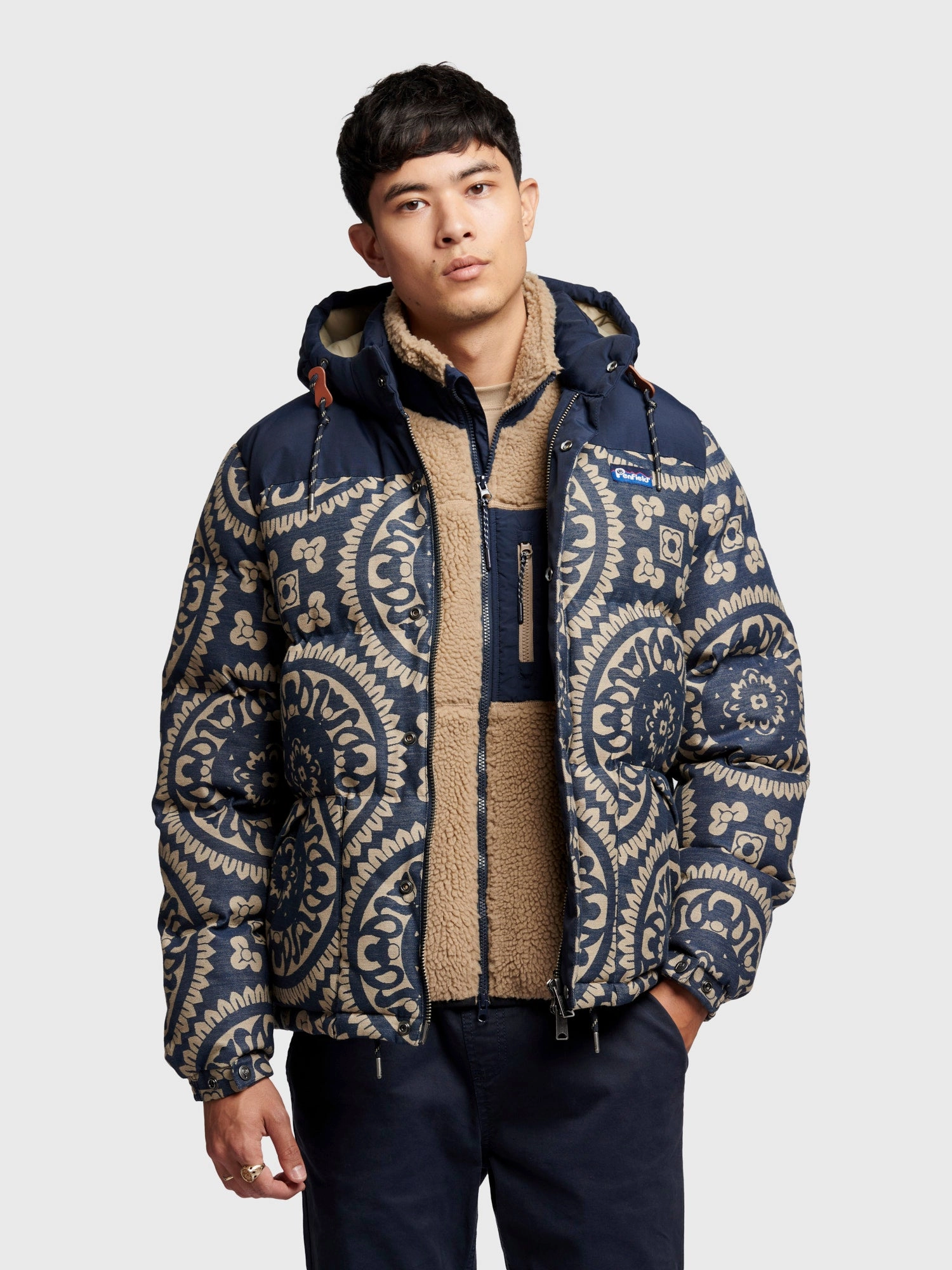 Jacquard Bowerbridge Jacket in Navy Blue Refined Casual Runway Inspired