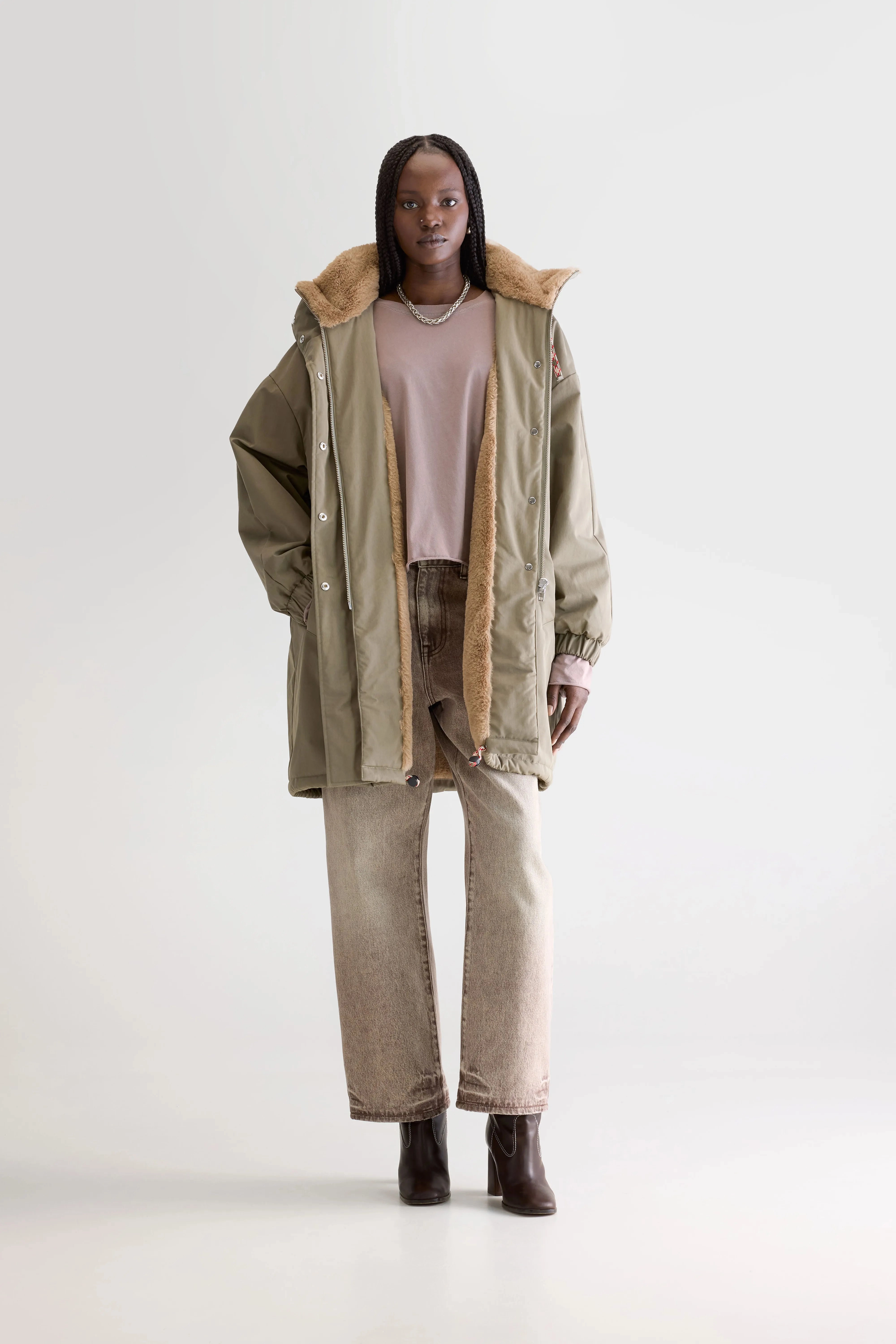 UV Protective Layer Long Sleeve Jade duffle parka (252 / W / DUST)