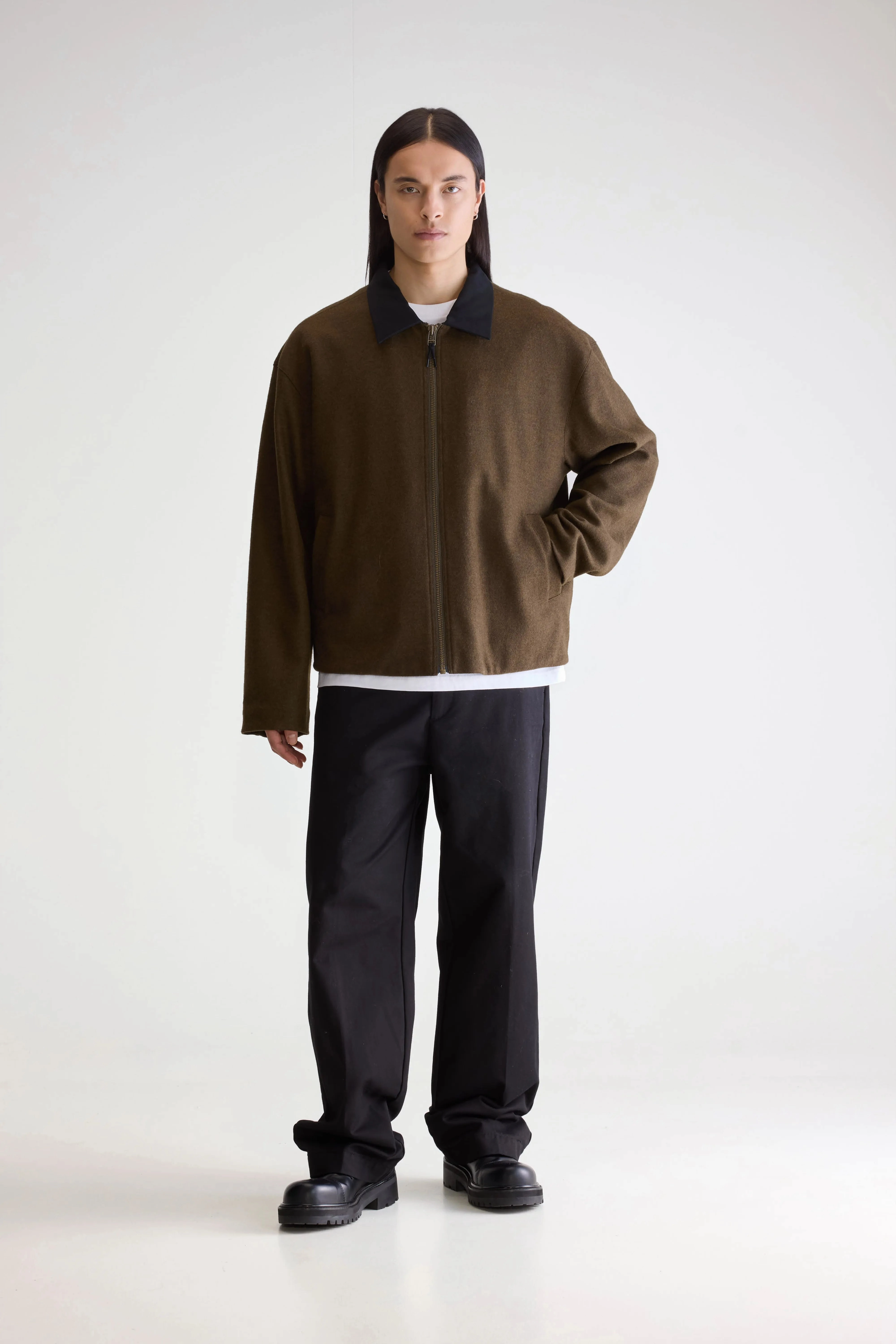 Jambo zipped jacket (252 / M / DARK OLIVE) Weekend Ready Look