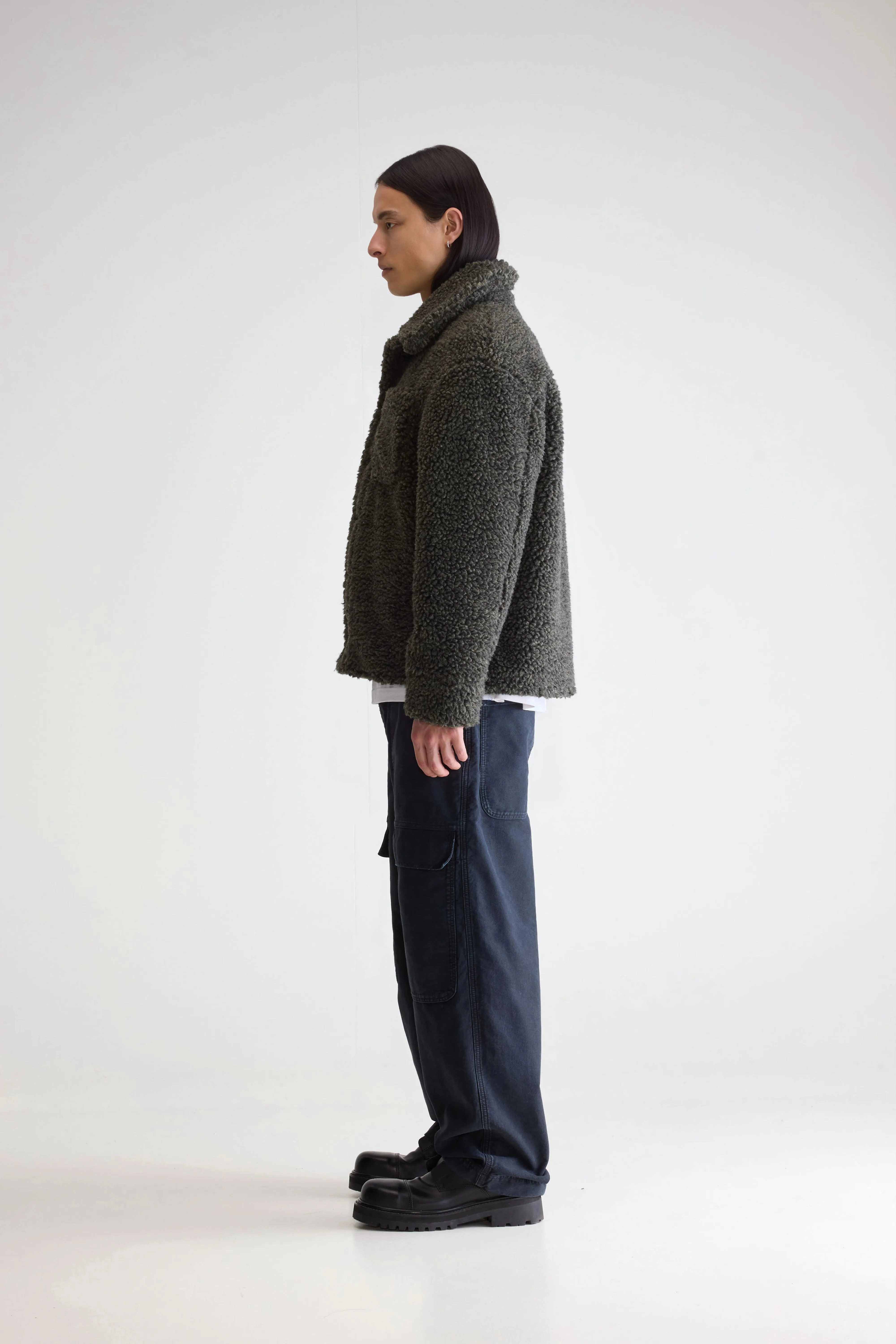 Jezzo teddy jacket (252 / M / DARK OLIVE) Reversible Style Hidden Pocket System