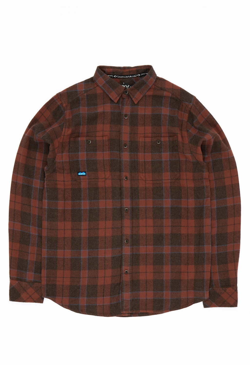 KAVU Men's Big Joe Shirt - Mahogany Brown Layered Collar