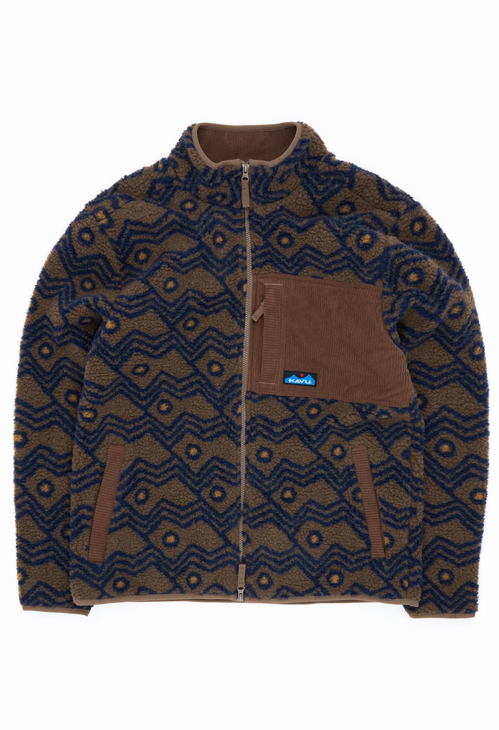 Multi Pocket Layout KAVU Men's Wayside Fleece Jacket - Walnut Mountain
