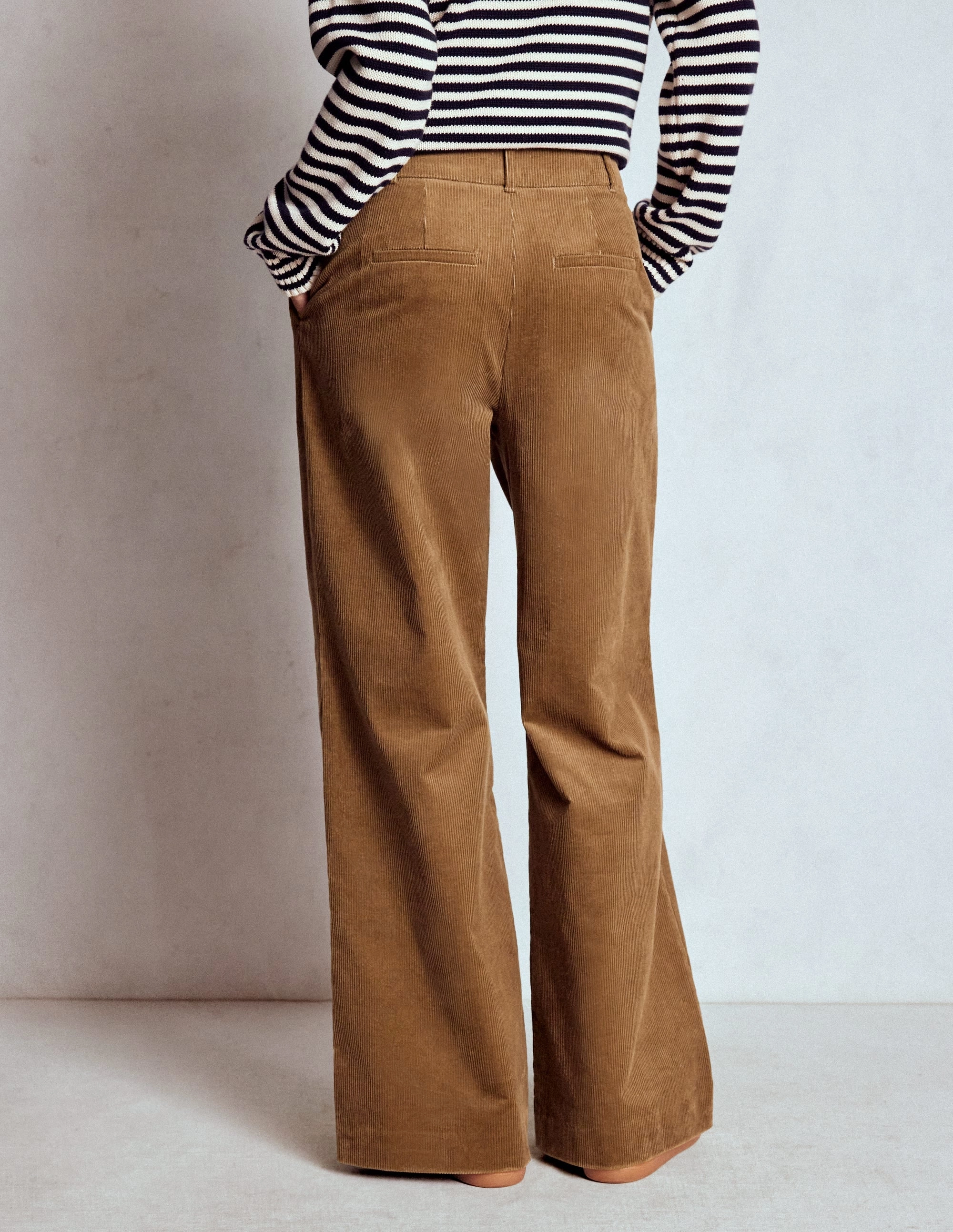 Kensington Cord Trousers-Latte Stretch Comfort