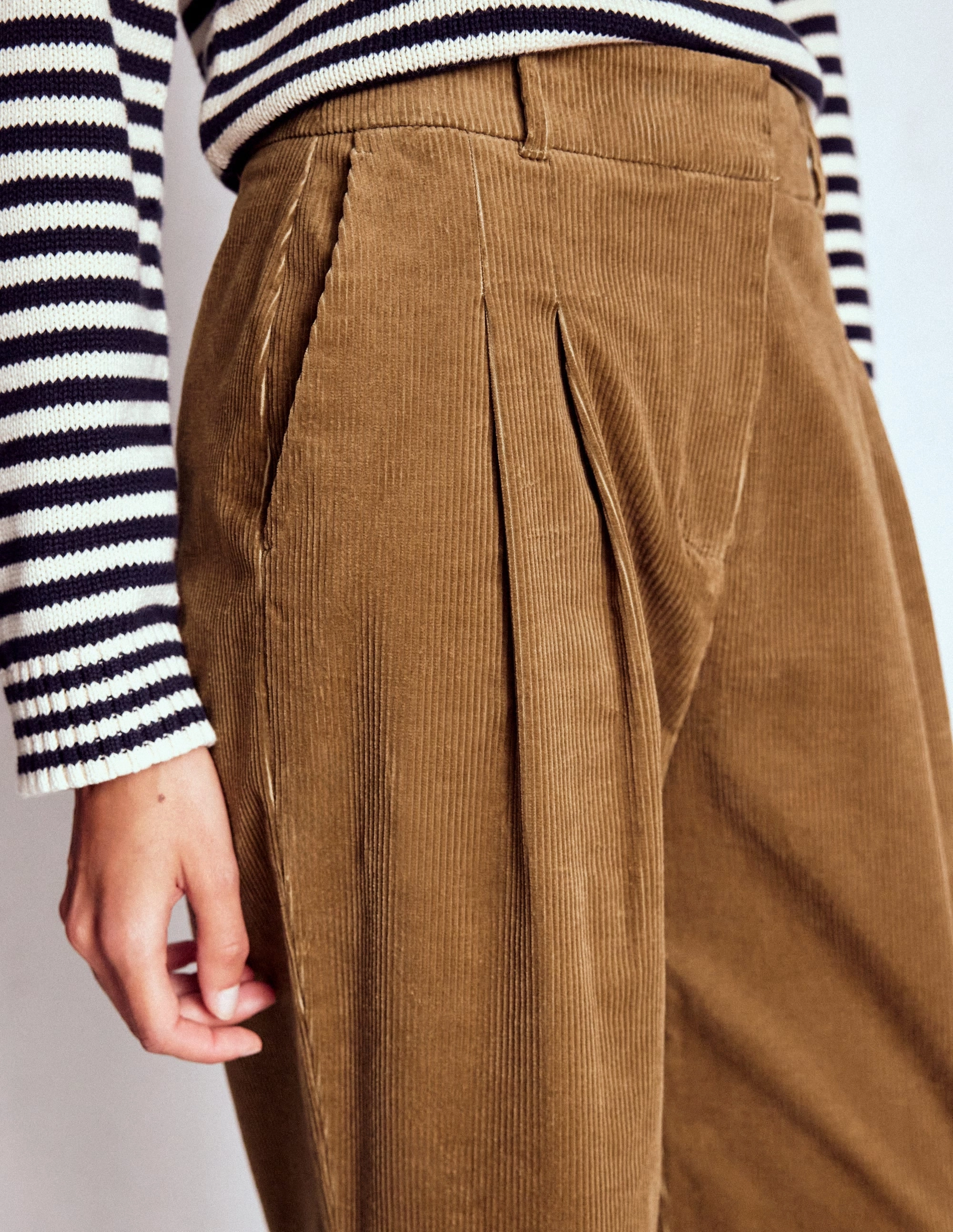 Unisex style Kensington Cord Trousers-Latte