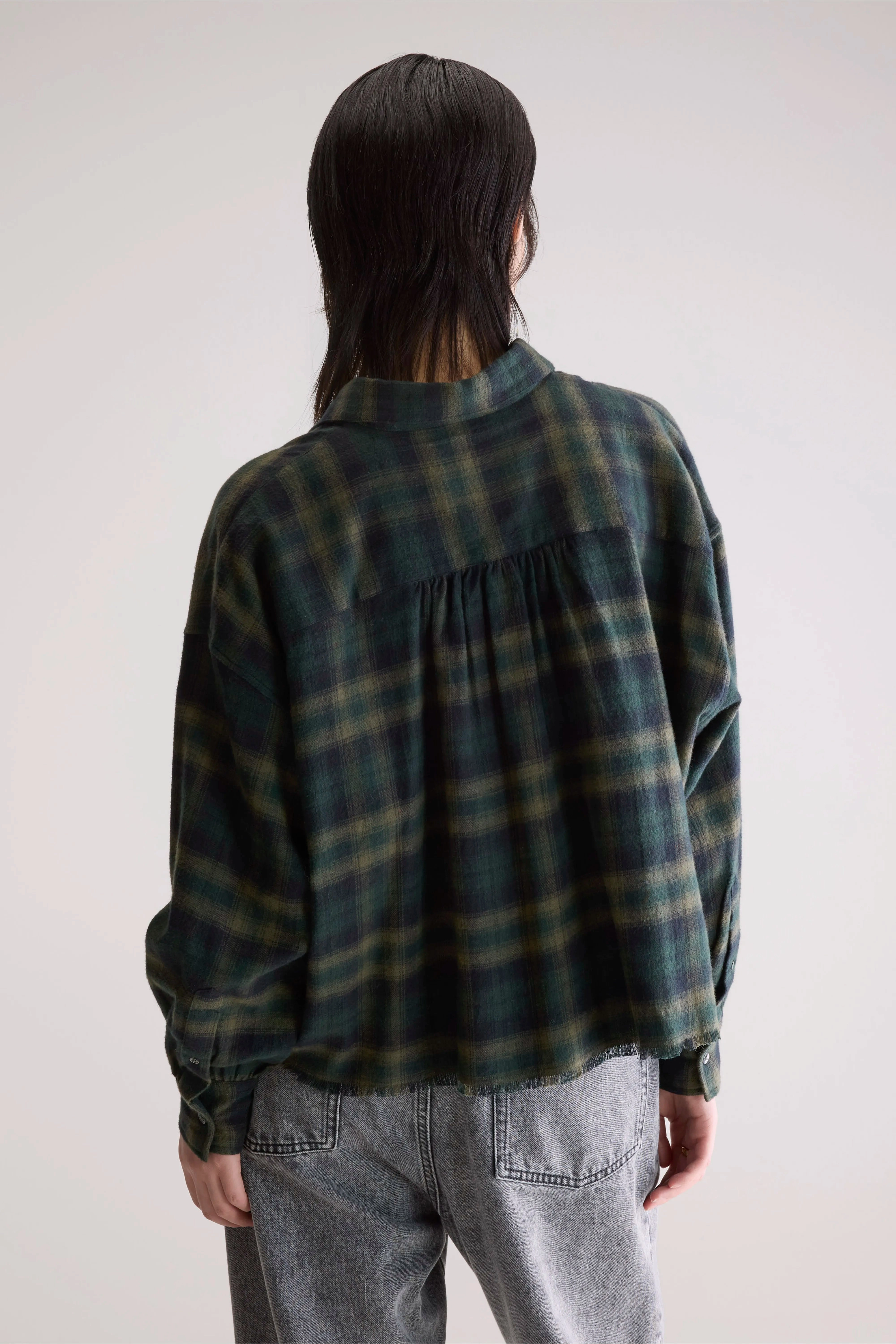 Special Occasion Quick Release Placket Kraft cropped shirt (252 / W / CHECK A)