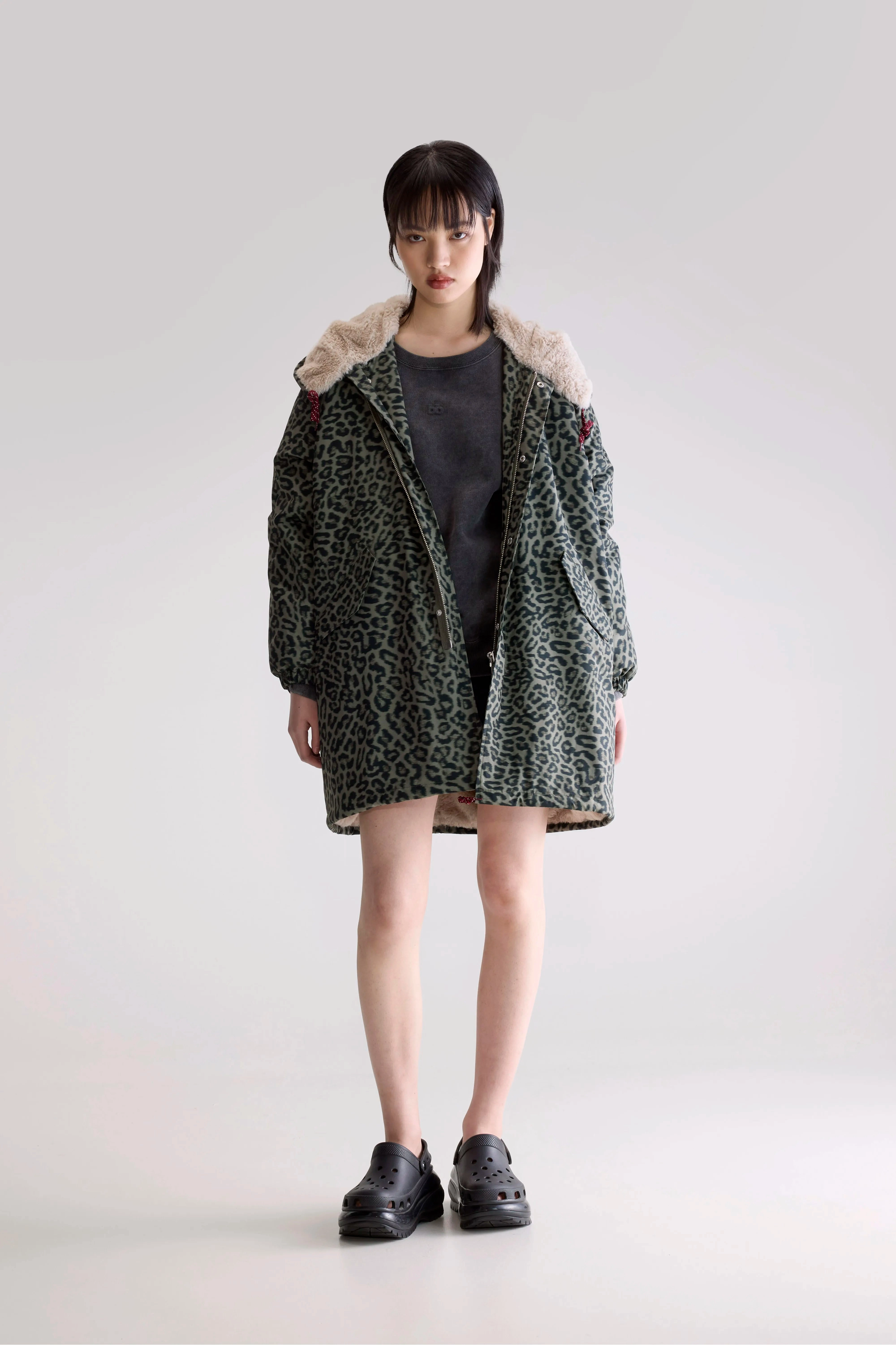 Matte Fabric FullCoverageHood Laos hooded parka (252 / W / COMBO A)