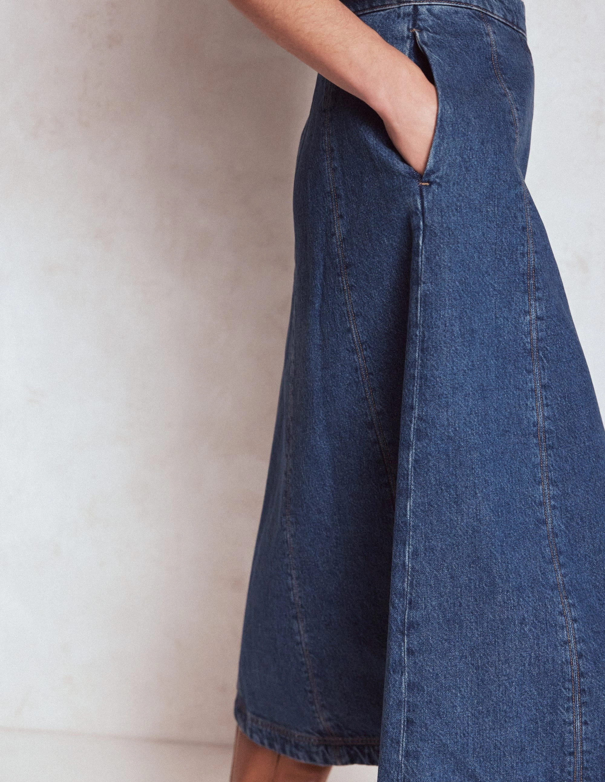 Minimal Vibes Fresh Fit Joy Panelled Denim Skirt-Mid Wash