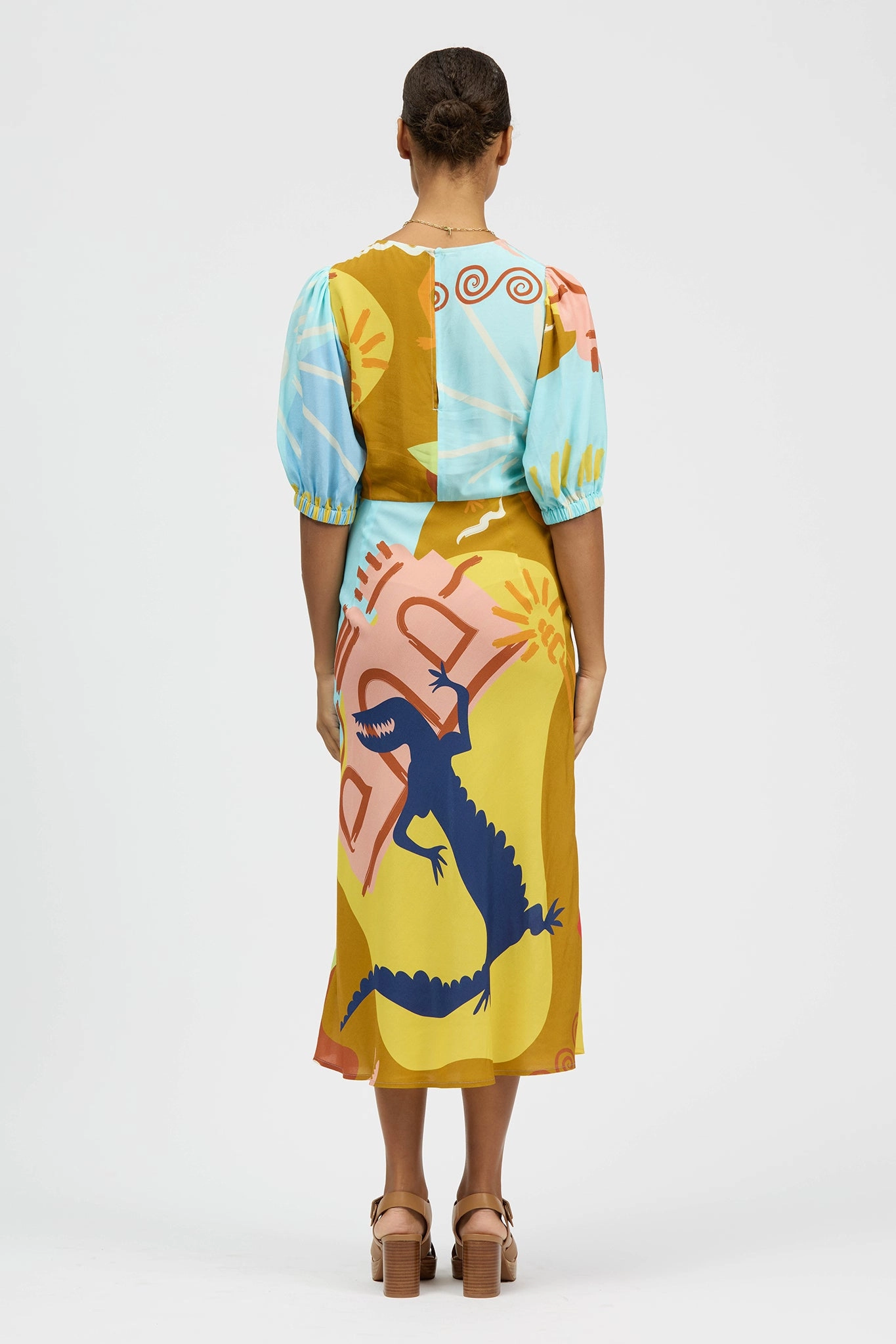 Vacation Vibe wrap waist Leo Midi Dress Caiman Croc Print