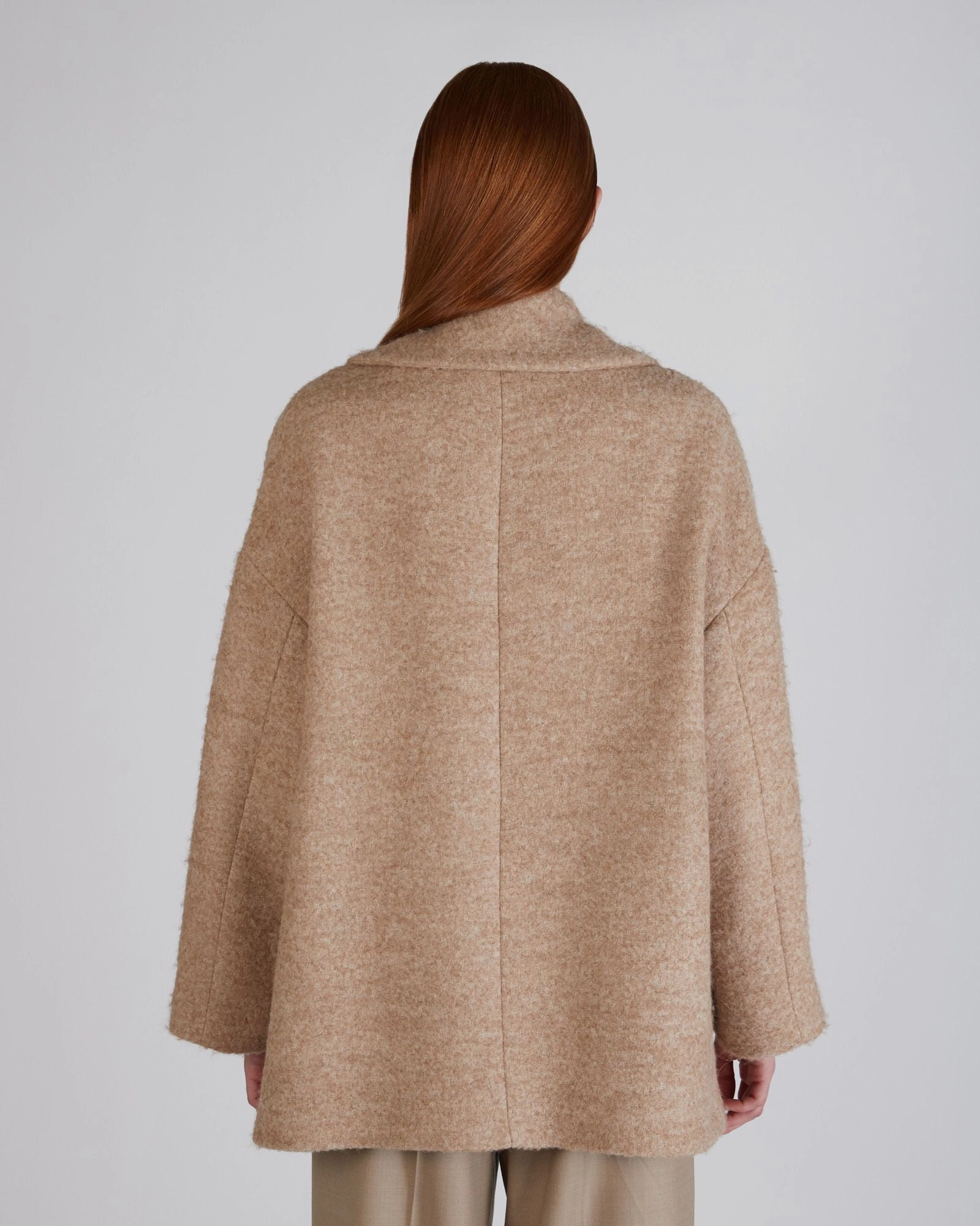 Thermo Regulating Fabric Wide fit wool boucl?? peacoat