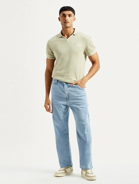Men's 568 Light Blue Loose Fit Mid Rise Carpenter Jeans Cozy Vibe