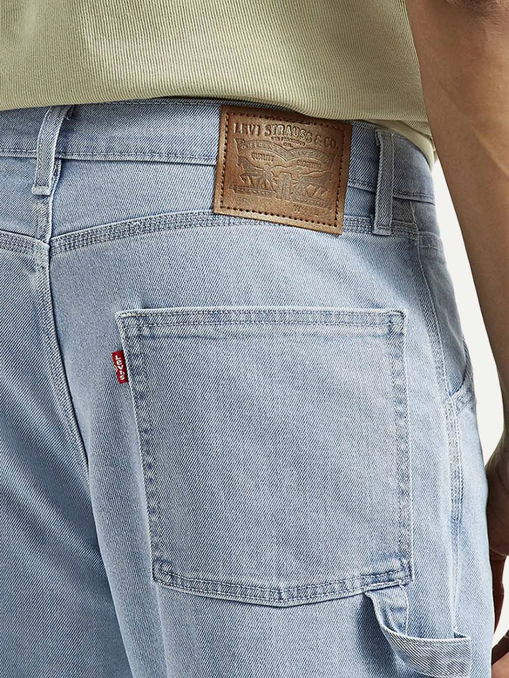 Men's 568 Light Blue Loose Fit Mid Rise Carpenter Jeans Unisex Wear Premium Party Look Modern Minimalist