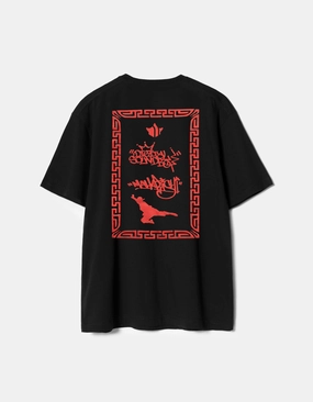 7414 Maharishi DSB004 S/S T-shirt Black/Red Snag Resistant Fabric WideNeckOpening