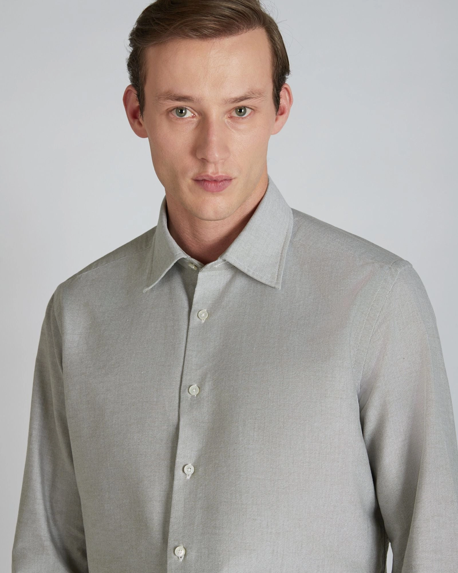 Hooded Neckline Regular-fit cotton Oxford shirt