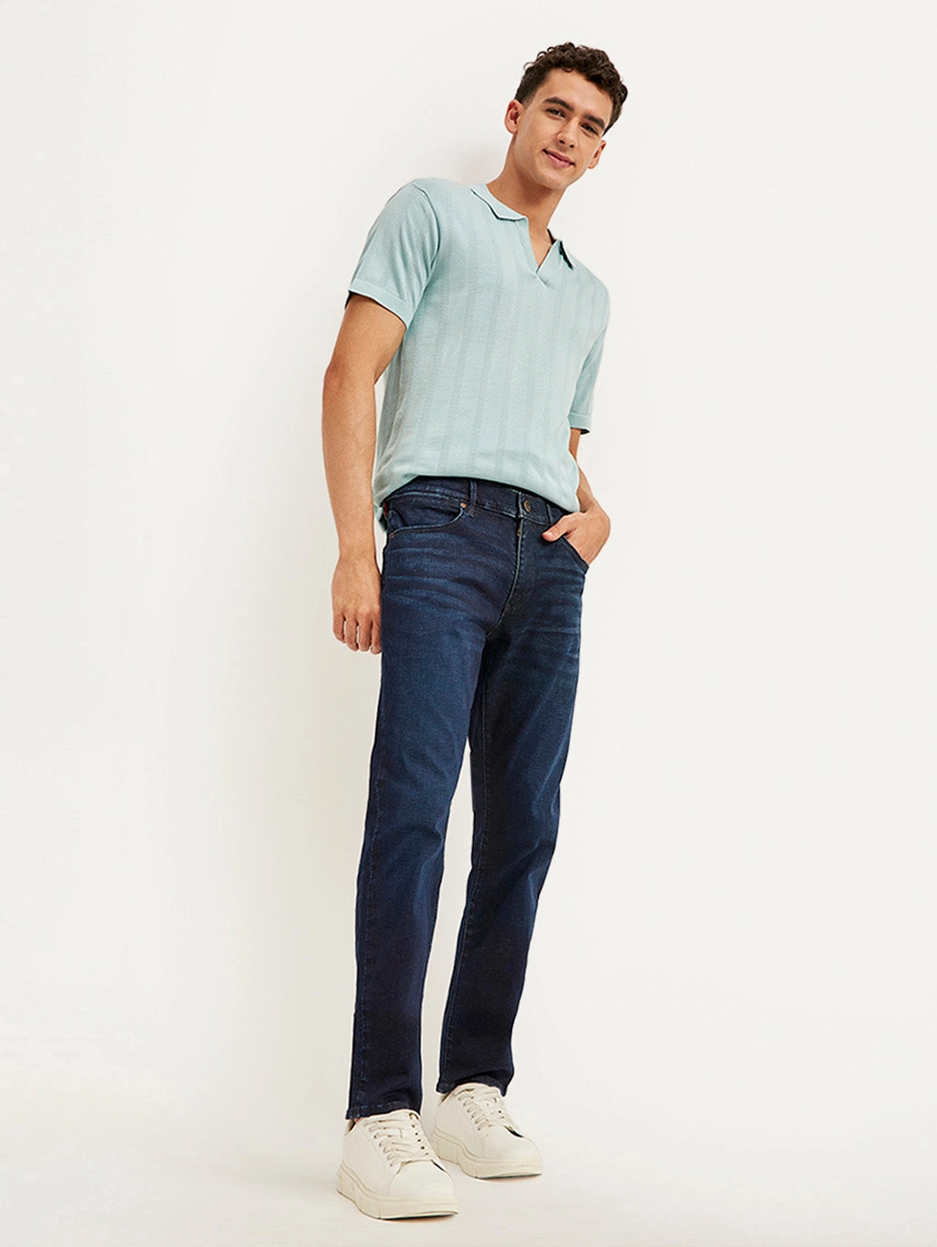 Party Look Earthy Men's Redloop 511 Navy Blue Slim Fit Mid Rise Jeans
