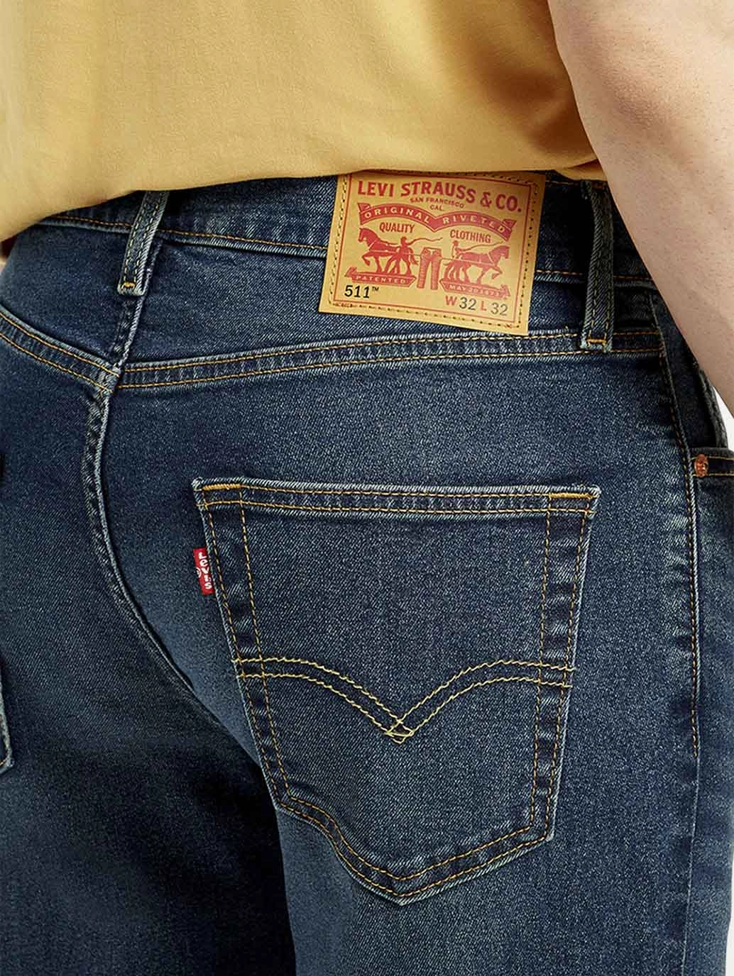 Men's 511 Dark Indigo Slim Fit Mid Rise Jeans Flattering Waist Easy Fit Design