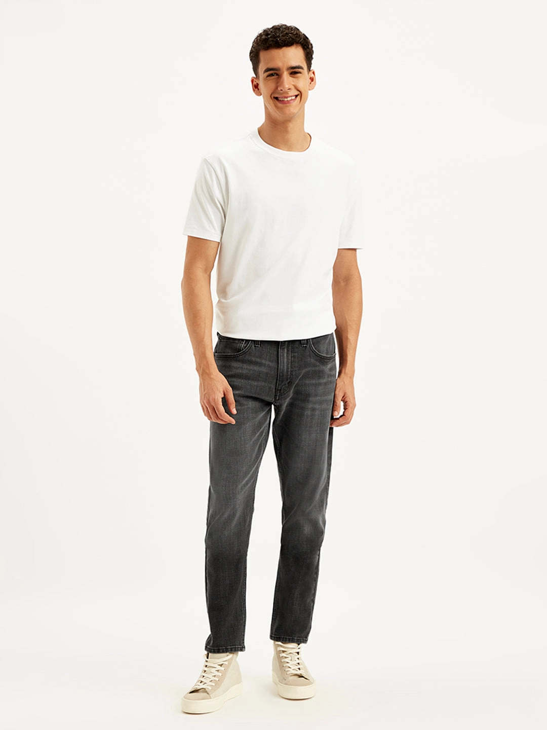 Men's 512 Charcoal Grey Slim Tapered Fit Mid Rise Jeans Weighted Hemline