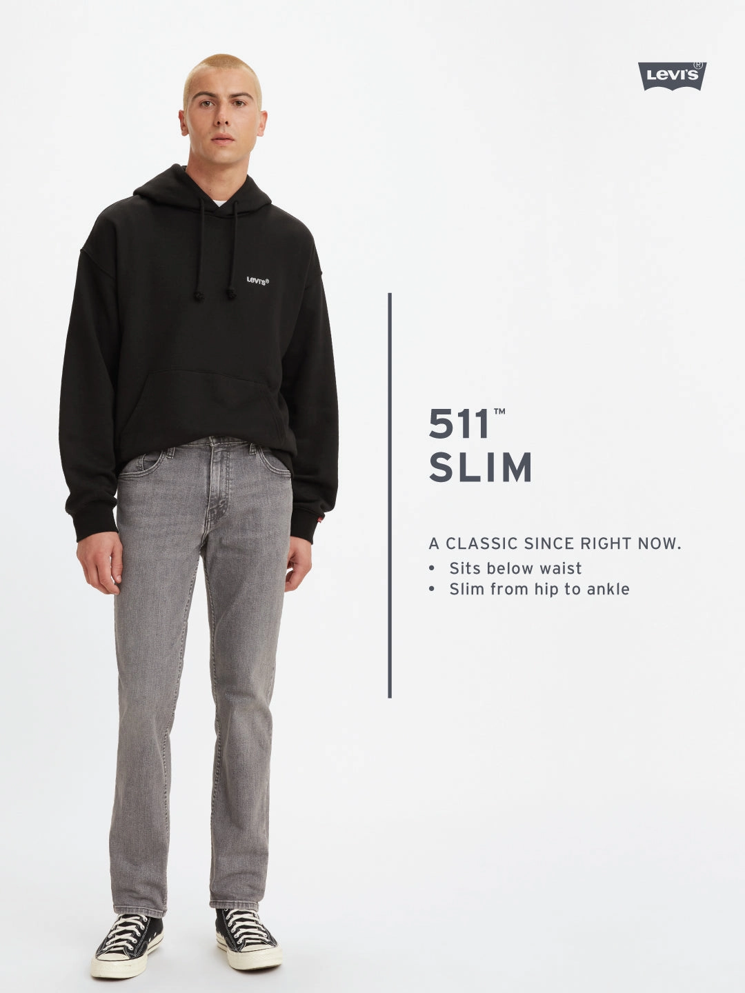 Luxury Minimalist Men's 511 Black Slim Fit Mid Rise Jeans
