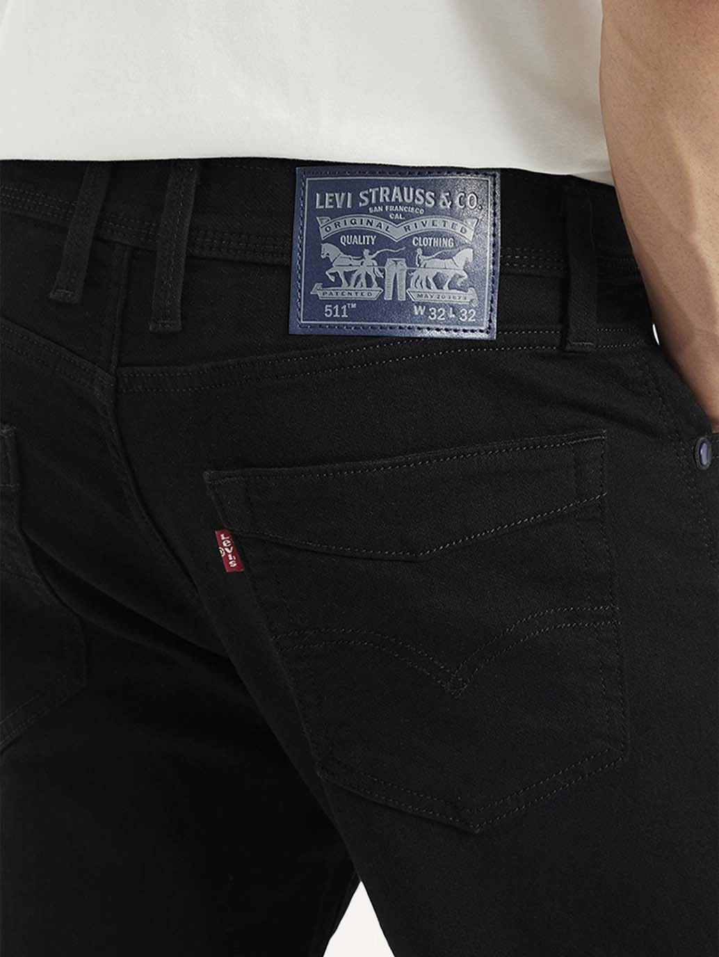 Eco Friendly Date Night Men's 511 Black Slim Fit Mid Rise Jeans