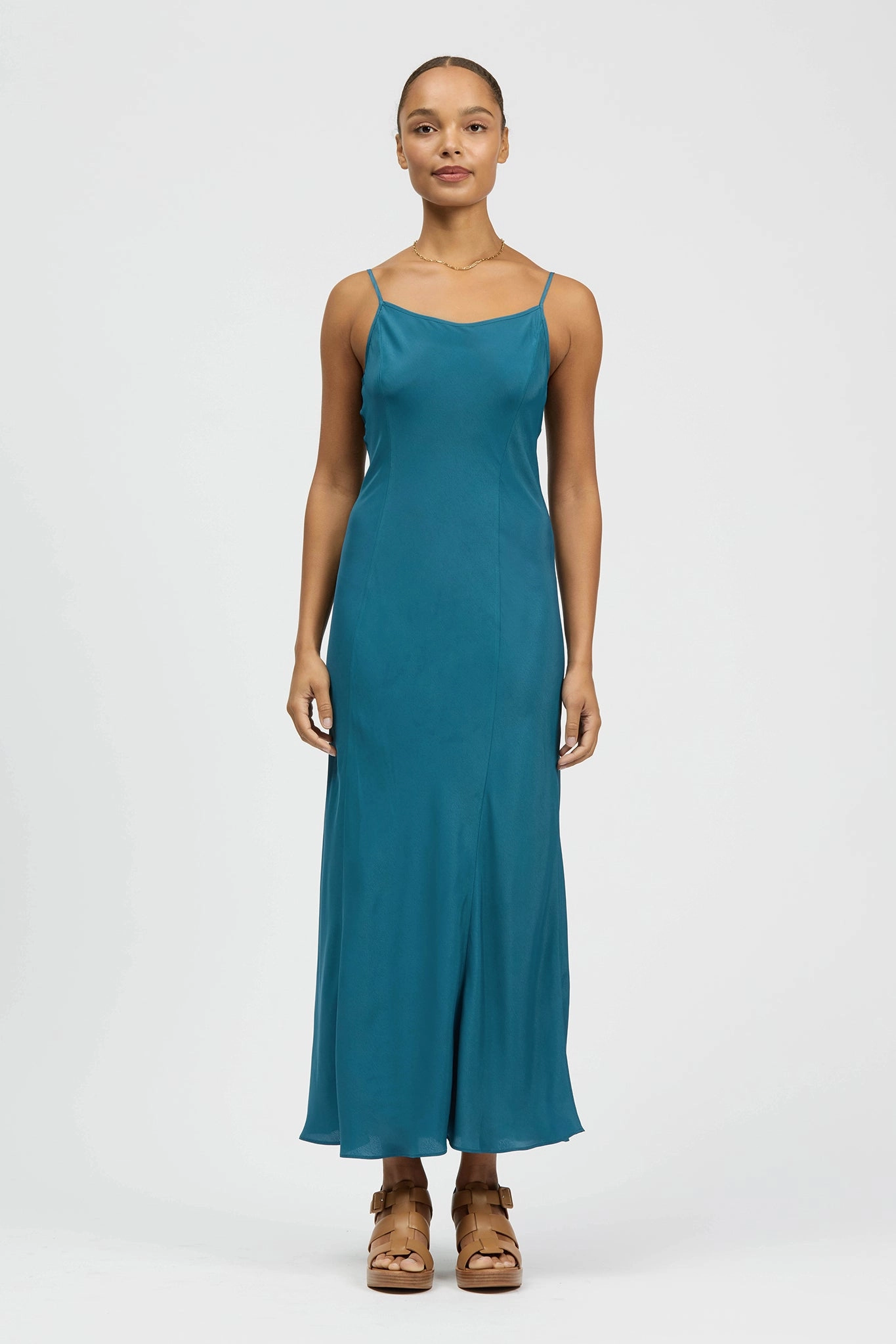 Luz Bias Dress Petrol Stain-Guard-Finish Trendy Vibe