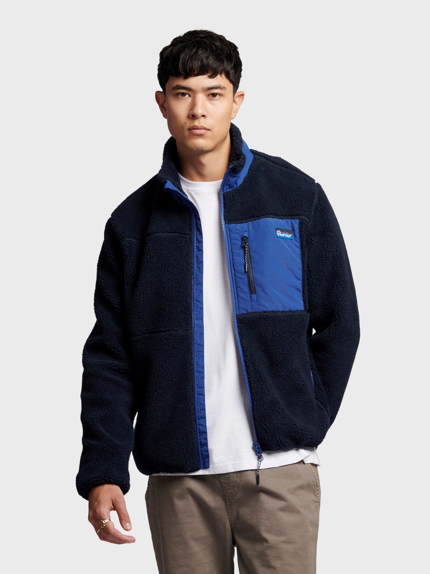 Mattawa Fleece Jacket in Navy Blue Hidden Storage Compartments