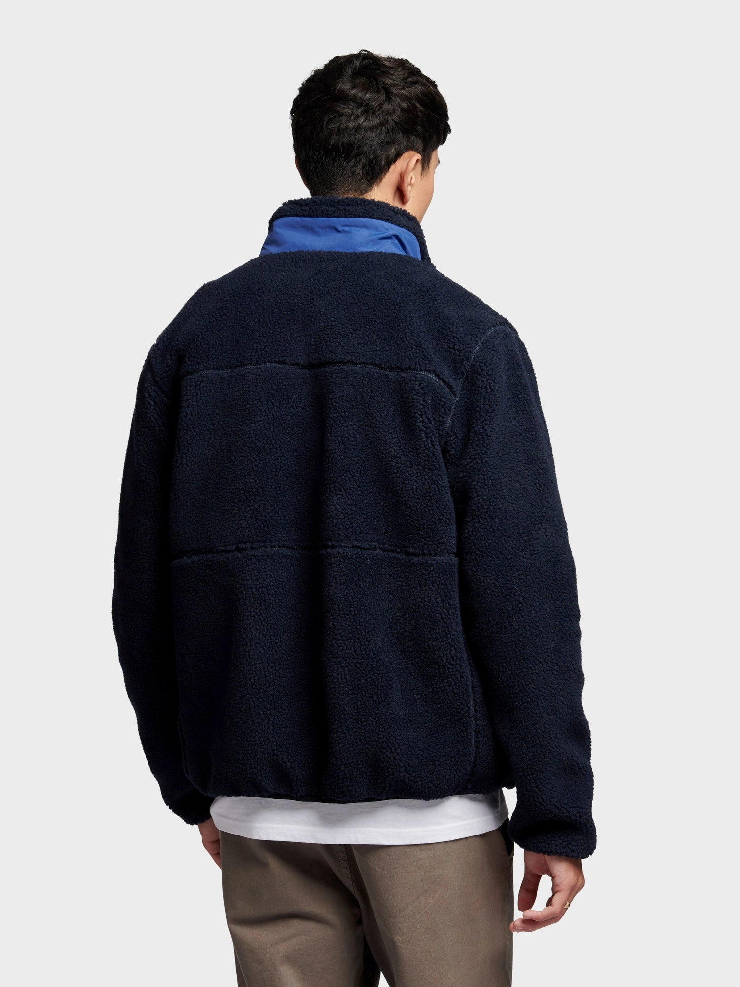 Mattawa Fleece Jacket in Navy Blue High Collar