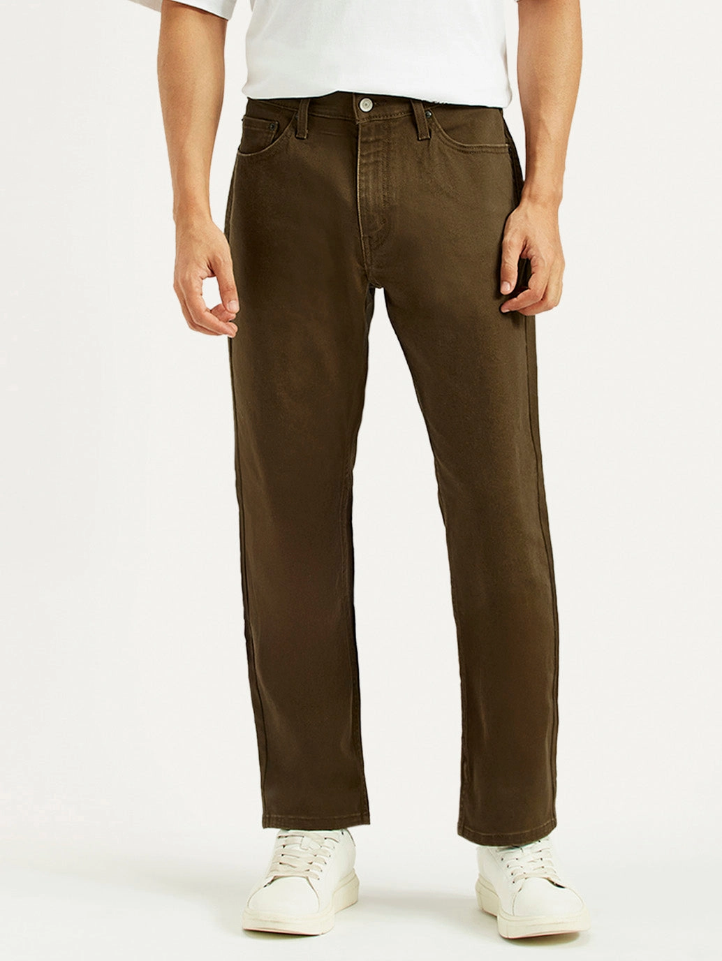 Men's 541 Brown Overdyed Athletic Tapered Fit Mid Rise Jeans Outfit Mix Reinforced Stitching