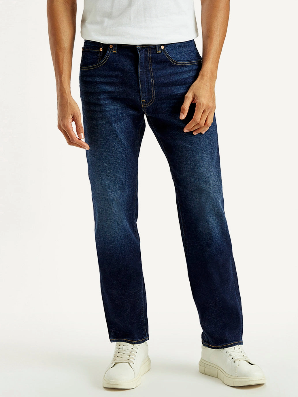 Men's 505 Dark Indigo Straight Fit Mid Rise Linen Jeans Classic Vibe
