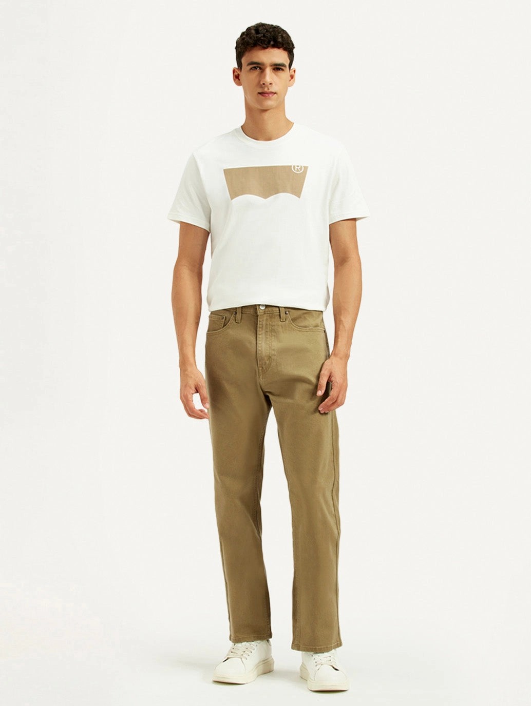 Men's 505 Khaki Overdyed Straight Fit Mid Rise Jeans Modern Minimalist Rainy Day