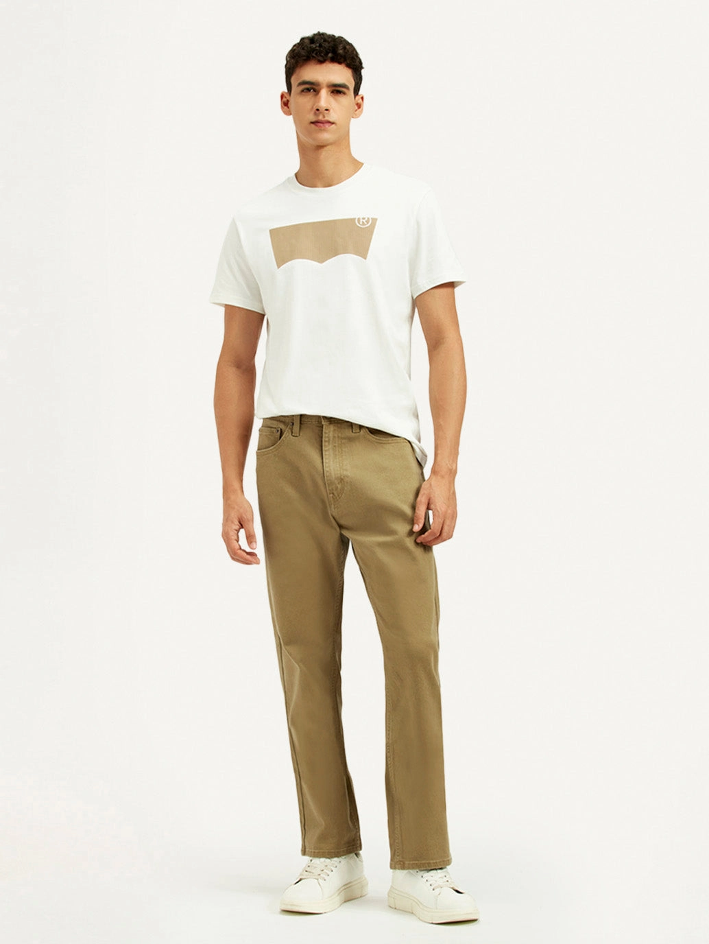 Men's 505 Khaki Overdyed Straight Fit Mid Rise Jeans Go To Piece