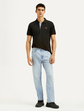 Softened Denim Material Relaxed Fit Waist Men's 505 Light Indigo Straight Fit Mid Rise Jeans