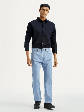 Classic Comfort Style Neutral Men's 505 Light Indigo Straight Fit Mid Rise Jeans