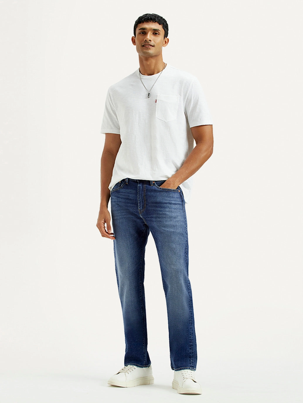 Men's 505 Light Indigo Straight Fit Mid Rise Linen Jeans Trend Setter Chill Outfit Student Outfit Easywear Style