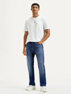 Men's 505 Light Indigo Straight Fit Mid Rise Linen Jeans Trend Setter Chill Outfit Student Outfit Easywear Style